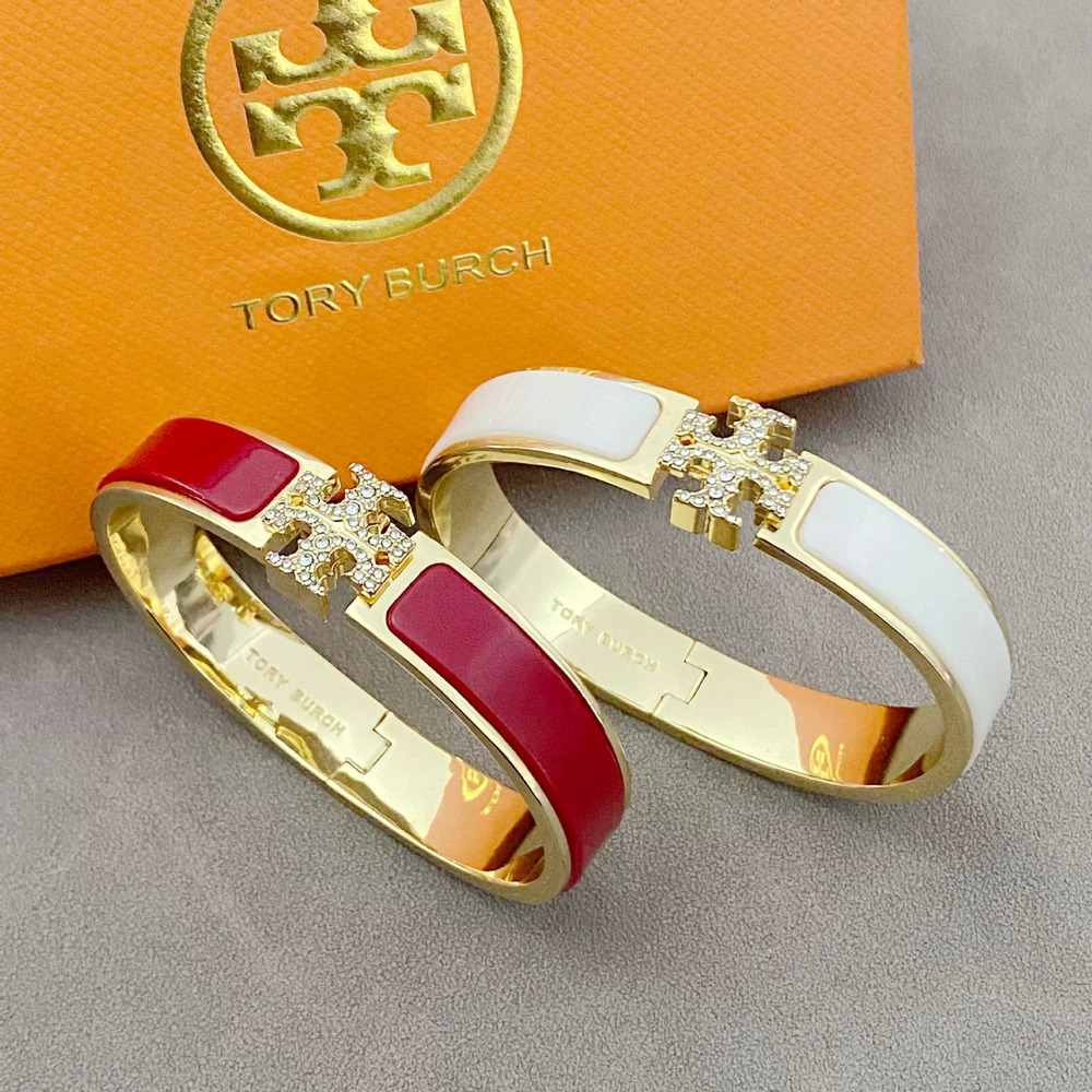 Tory Burch Acrylic Rhinestone Alphabet Metal Bracelet